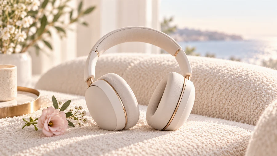 Un casque audio dans une ambiance douce